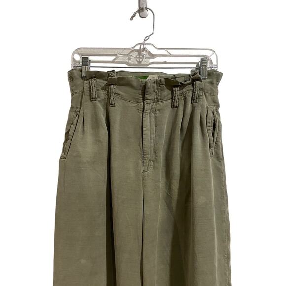 By Anthropologie Green Blythe Wide Leg Crop Pants Sz 8 - Picture 4 of 16